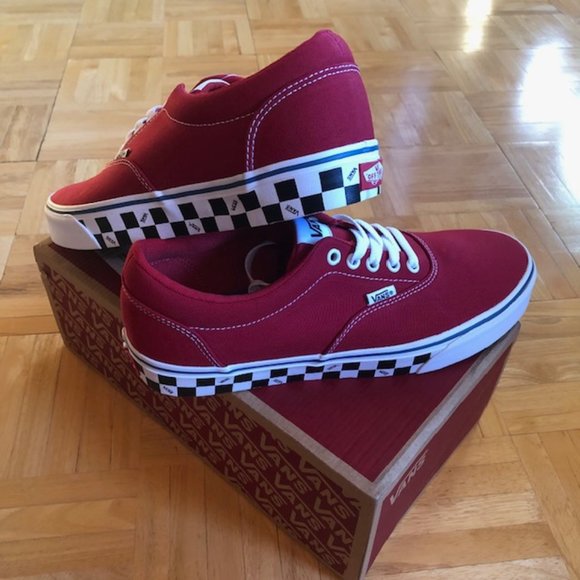 Vans Doheny Men's Red Checked Canvas Lace Up Low Tops Sneakers - Picture 8 of 10